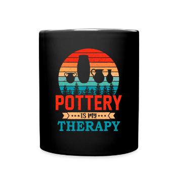 Retro Sunset Design Töpfer Geschenk für lustige Potte - Tasse einfarbig - Schwarz - Vorne