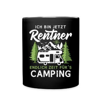Wohnmobil Rentner endlich Zeit für Camping - Tasse einfarbig - Schwarz - Vorne
