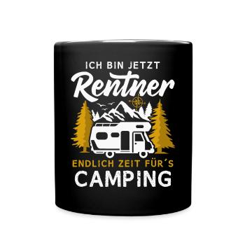 Wohnmobil Rentner endlich Zeit für Camping - Tasse einfarbig - Schwarz - Vorne