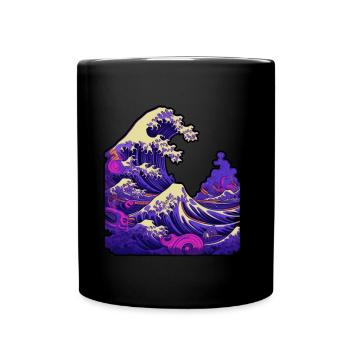 Tsunami wave japanese art, low colour palette - Mug uni - noir - Devant