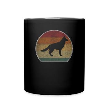 Retro German Shepherd Sunset - Full Colour Mug - black - Front
