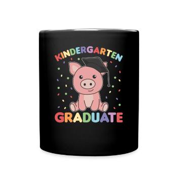 Kids Kindergarten graduate Schwein Graduation - Tasse einfarbig - Schwarz - Vorne