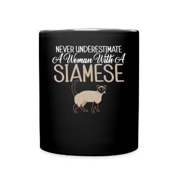 Siamesische Katze Geschenke - Tasse einfarbig - Schwarz - Vorne