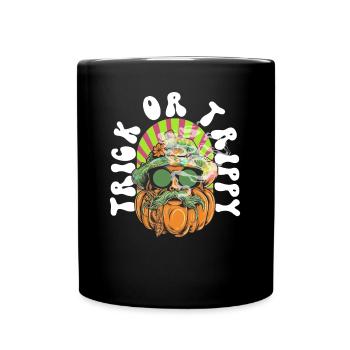 Trick Or Trippy Hippie Psychedelika Cannabis Gras - Tasse einfarbig - Schwarz - Vorne