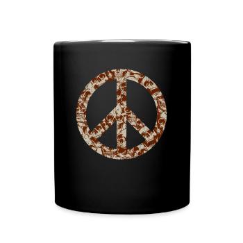 Peace Zeichen mit Totenköpfen - Hippie Halloween - Tasse einfarbig - Schwarz - Vorne