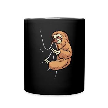 Hungriges Faultier Beisst in Shirt - Tasse einfarbig - Schwarz - Vorne