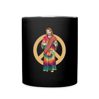 Jesus with Tie-Dye Robe - Hippie Christmas - Full Colour Mug - black - Front