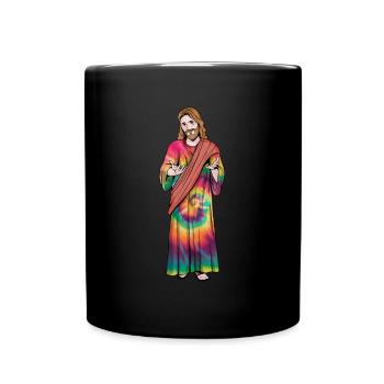Jesus with Tie-Dye Robe - Hippie Christmas - Full Colour Mug - black - Front