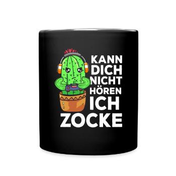 Kann Dich Nicht Hören Ich Zocke Gamer Kaktus - Tasse einfarbig - Schwarz - Vorne