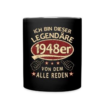 75. Geburtstag 1948 75 er Geburtstag - Tasse einfarbig - Schwarz - Vorne