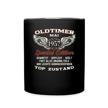 66. Geburtstag Mann Oldtimer Mai Jahrgang 1957 - Tasse einfarbig - Schwarz - Vorne
