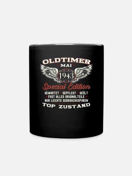 80. Geburtstag Mann Oldtimer Mai Jahrgang 1943 - Tasse einfarbig - Schwarz