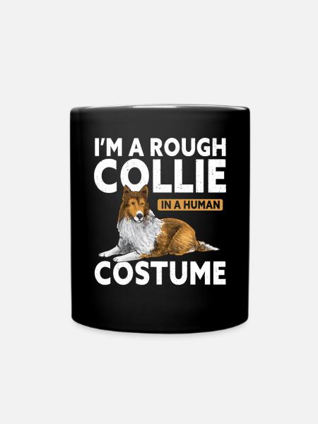 Langhaarcollie Rough Collie Hund - Tasse einfarbig - Schwarz