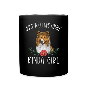 Langhaarcollie Rough Collie Hund - Tasse einfarbig - Schwarz - Vorne