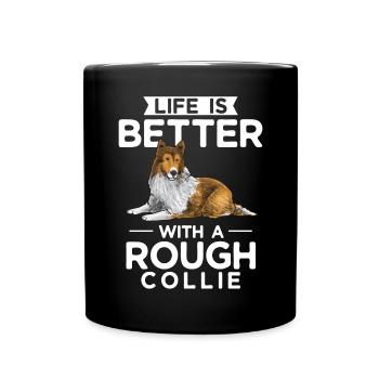 Collie à poil long Collie rugueux Chien - Mug uni - noir - Devant