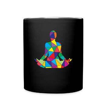 Low Poly Namaste Polygon Namaste Yoga - Full Colour Mug - black - Front
