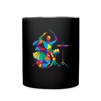 Tambour polygonal musical bas - Mug uni - noir - Devant