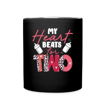 My heart beats for two - Full Colour Mug - black - Front