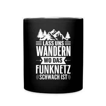 Wanderlust Netzlos im Funkloch - Tasse einfarbig - Schwarz - Vorne