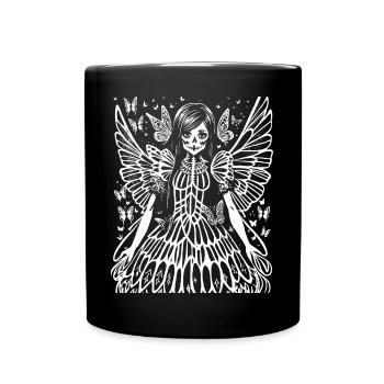 Fairycore Aesthetics Skeleton Fairy Goth Gothic G - Full Colour Mug - black - Front