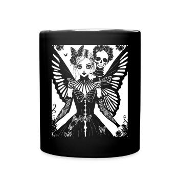 Fairycore Aesthetics Skeleton Fairy Goth Grunge G - Full Colour Mug - black - Front