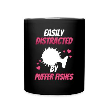 Distrait par le poisson-globe Poisson-globe géant - Mug uni - noir - Devant