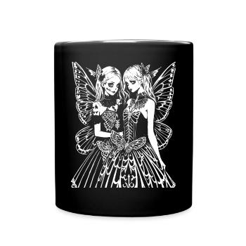 Fairycore Aesthetics Skeleton Fairy Goth Gothic G - Full Colour Mug - black - Front