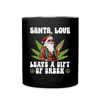 Le Père Noël et l’amour laissent un cadeau de vert - Hippie Gras - Mug uni - noir - Devant