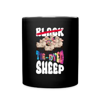 Black - Tie-Dyed Sheep - Hippie Costume Tie Dye - Full Colour Mug - black - Front
