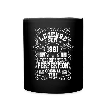 1981 geboren Mann Deko Lustig - Tasse einfarbig - Schwarz - Vorne