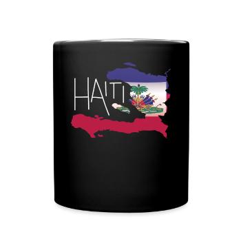 Retro Haitian Flag Haiti Map Art - Full Colour Mug - black - Front