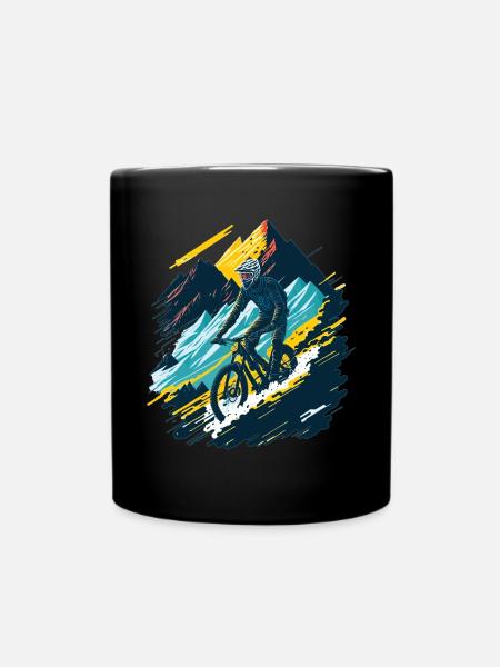 Mountainbike Downhill Mountainbiker - Tasse einfarbig - Schwarz