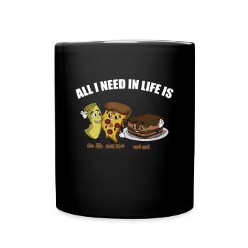 Pasta Pizza Tiramisu - Full Colour Mug - black - Front