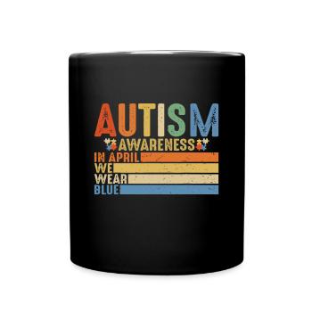 Rétro EN AVRIL NOUS PORTONS DU BLEU Puzzle Autism Awarenes - Mug uni - noir - Devant