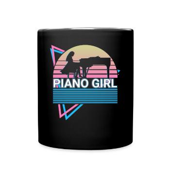 Piano Girl Keyboard Klavier Retro - Tasse einfarbig - Schwarz - Vorne