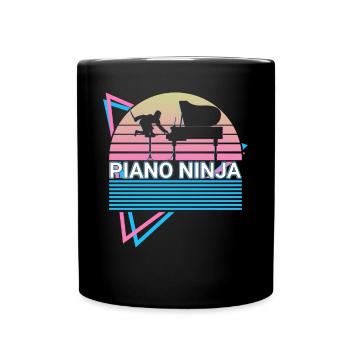 Piano Ninja Clavier Piano Rétro - Mug uni - noir - Devant