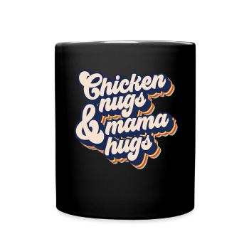 H�hnerfl�sse und Mama Umarmungen Retro -H�hnernugg - Tasse einfarbig - Schwarz - Vorne