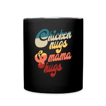 H�hnerfl�sse und Mama Umarmungen Retro -H�hnernugg - Tasse einfarbig - Schwarz - Vorne