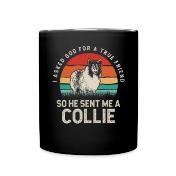 Longhair Collie Rough Collie Dog - Full Colour Mug - black - Front