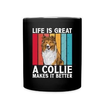 Longhair Collie Rough Collie Dog - Full Colour Mug - black - Front