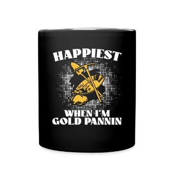 Happiest when i'm Goldpannin - Tasse einfarbig - Schwarz - Vorne