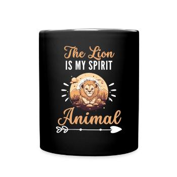 The lion is my spiritual animal Funny lion - Full Colour Mug - black - Front