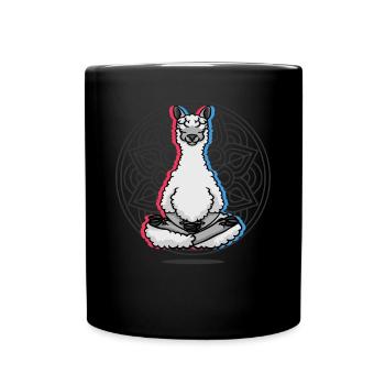 Namaste Llama Mandala Lotus Meditation Llama - Full Colour Mug - black - Front