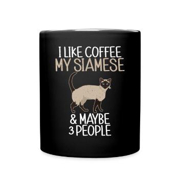 Siamesische Katze Geschenke - Tasse einfarbig - Schwarz - Vorne