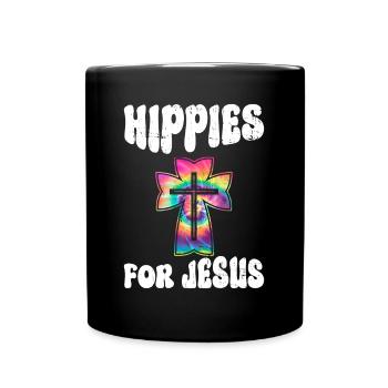 Hippies For Jesus - Hippie-Kostüm Tie Dye - Tasse einfarbig - Schwarz - Vorne