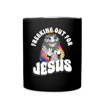 Freaking Out For Jesus - Hippie-Kostüm Tie Dye - Tasse einfarbig - Schwarz - Vorne