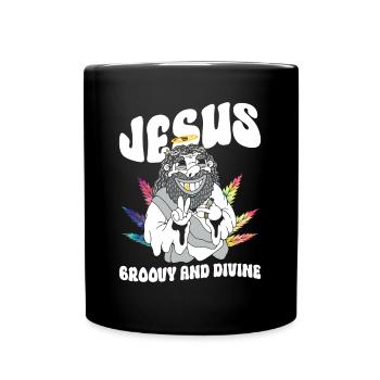 Jesus - Groovy And Divine - Hippie Kostüm Tie Dye - Tasse einfarbig - Schwarz - Vorne