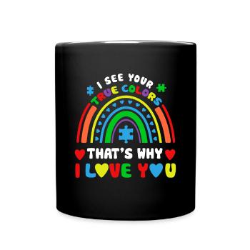 Puzzle Rainbow Im April Tragen Wir Blau Autismus Awaren - Tasse einfarbig - Schwarz - Vorne