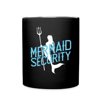 Funny Mermaid Security - Tasse einfarbig - Schwarz - Vorne