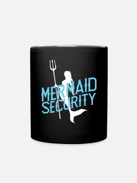 Funny Mermaid Security - Tasse einfarbig - Schwarz